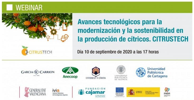 Webinar sobre avances tecnológicos para la modernización y la sostenibilidad en la producción de cítricos, organizado por el Grupo Operativo CITRUSTECH