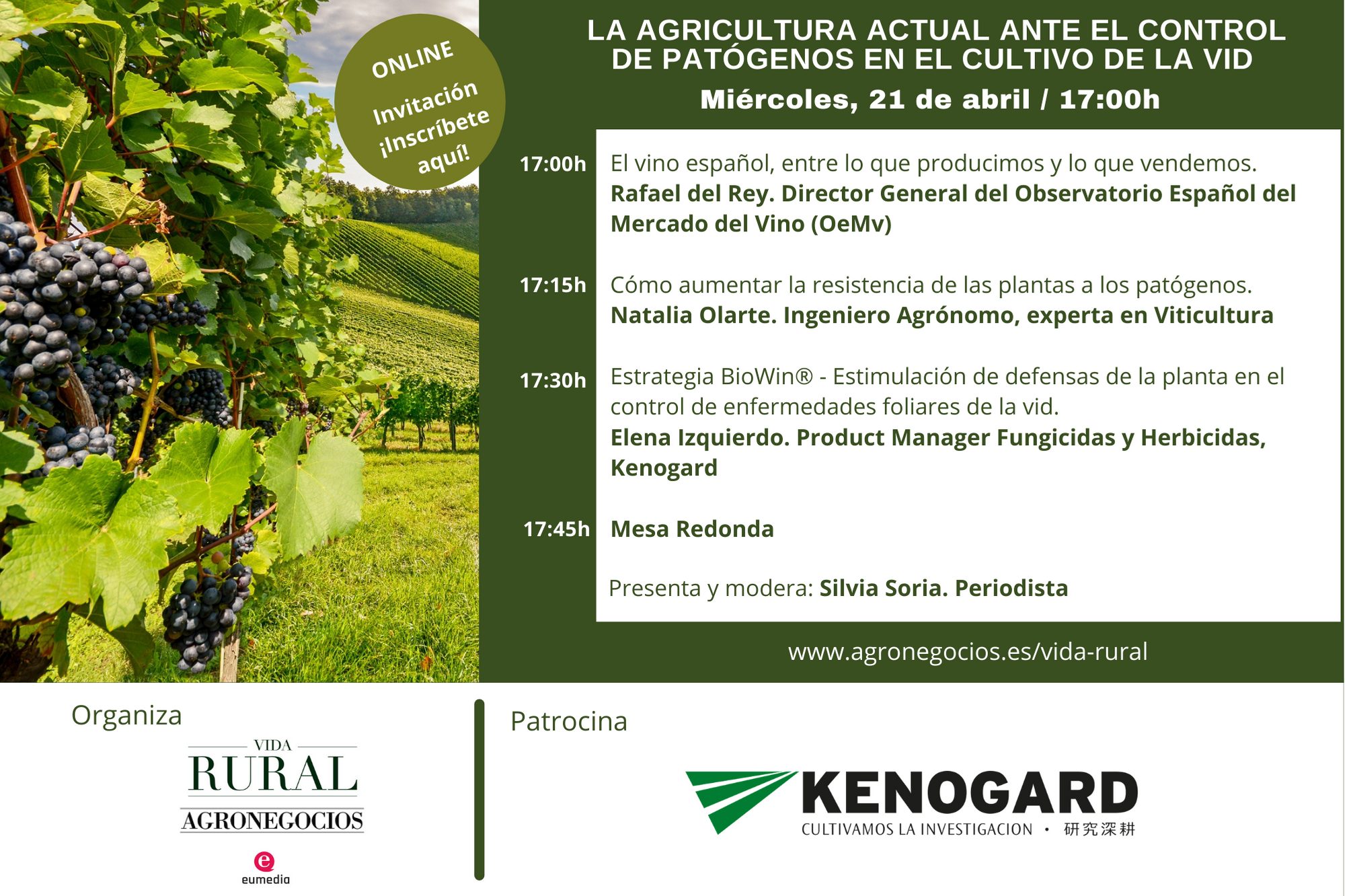Webinar «La agricultura actual ante el control de patógenos en el cultivo de la vid»