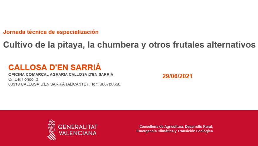 Jornada técnica de especialización: Cultivo de la pitaya, la chumbera y otros frutales alternativos