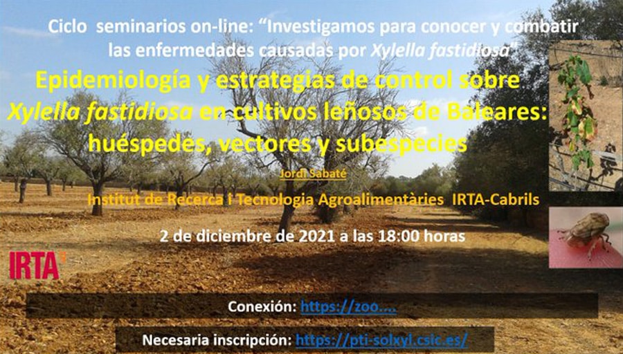 Epidemiología y estrategias de control sobre Xylella fastidiosa en cultivos leñosos de Baleares: huéspedes, vectores y subespecies
