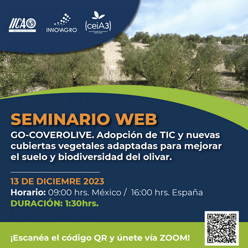 Webinario ceiA3 - INNOVAGRO. GO CoverOlive: Adopción de TIC y nuevas cubiertas vegetales adaptadas para mejorar el suelo y biodiversidad del olivar