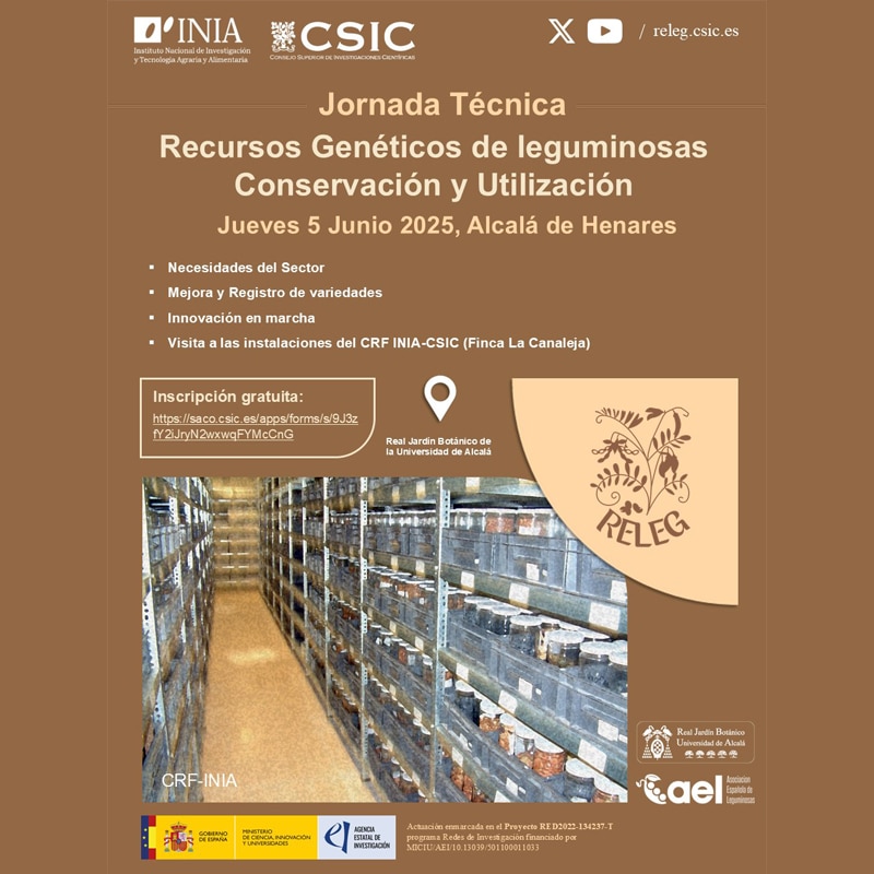Jornada Técnica "Recursos Genéticos de Leguminosas: Conservación y Utilización" organizada por la Red Española de Leguminosas (RELEG)